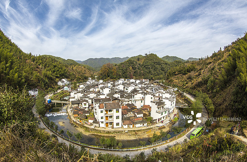江西婺源菊径村徽派建筑风景图片素材