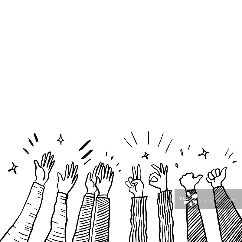 手绘草图风格的掌声点赞图片素材