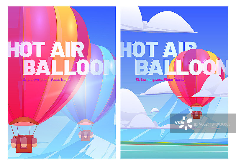 热气球飞越山谷图片素材