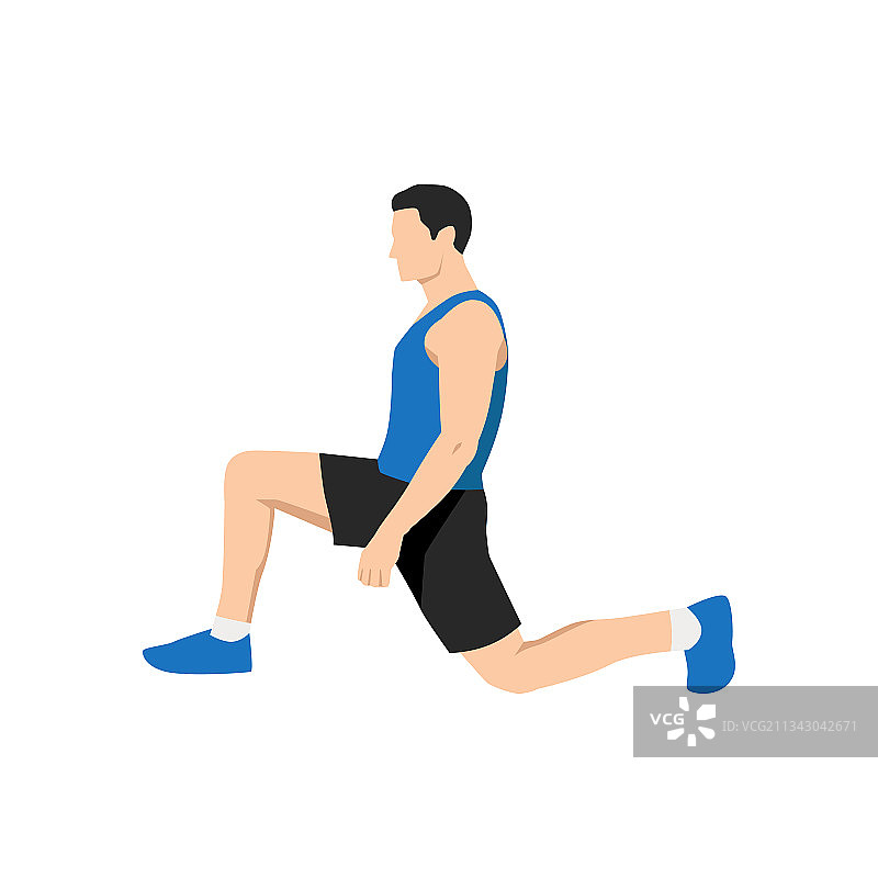 男人做半跪髋屈肌伸展运动图片素材