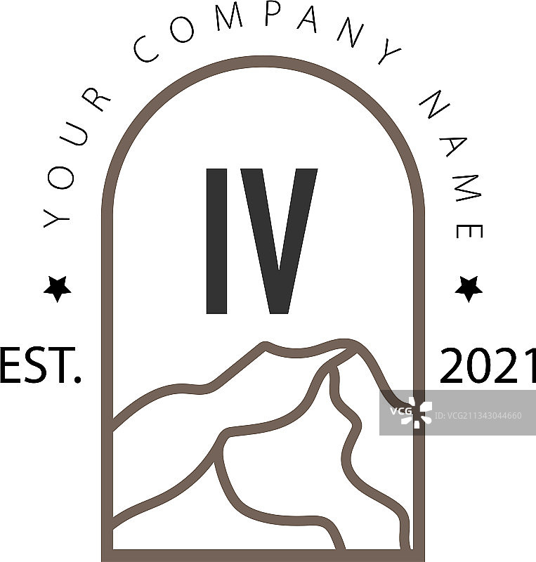 字母IV山峰探险创意图片素材