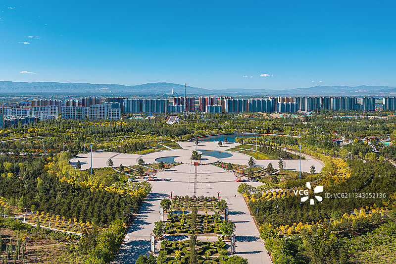 航拍朔州金沙植物园图片素材