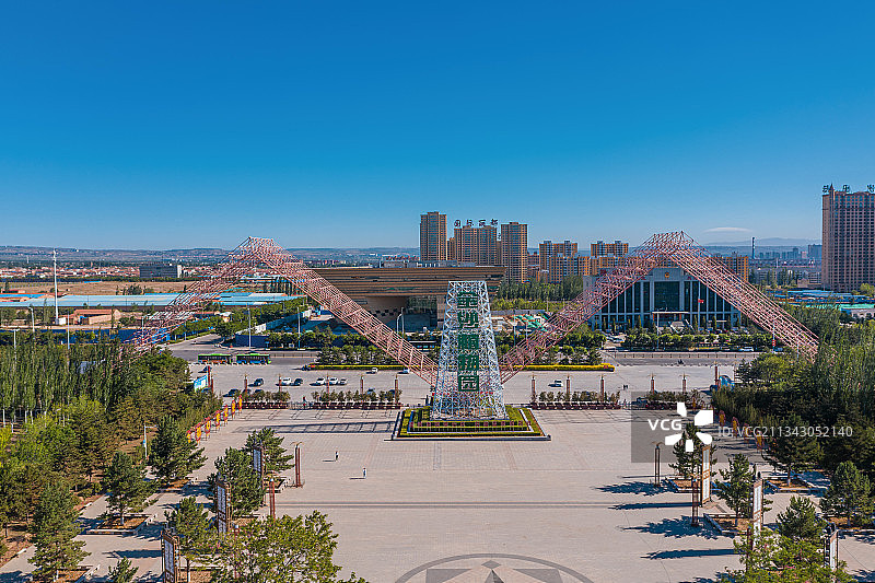 航拍朔州金沙植物园图片素材