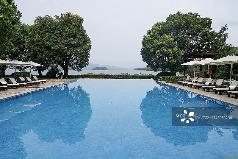 浙江省 杭州市 淳安县 千岛湖 酒店 室外游泳池图片素材