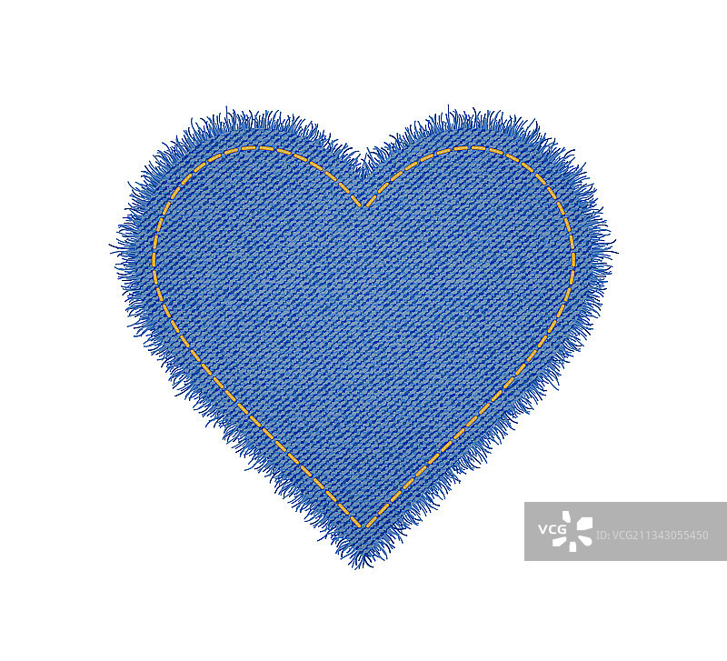 牛仔心形与撕裂的牛仔布补丁图片素材