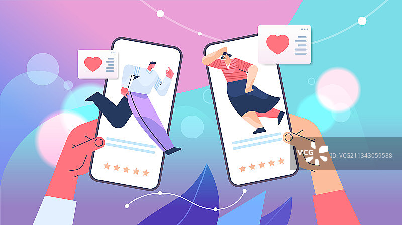 双手在手机上使用在线约会APP图片素材