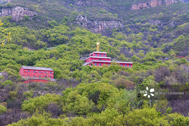 河南省焦作市修武县云台山景区：万善寺春天户外风光图片素材