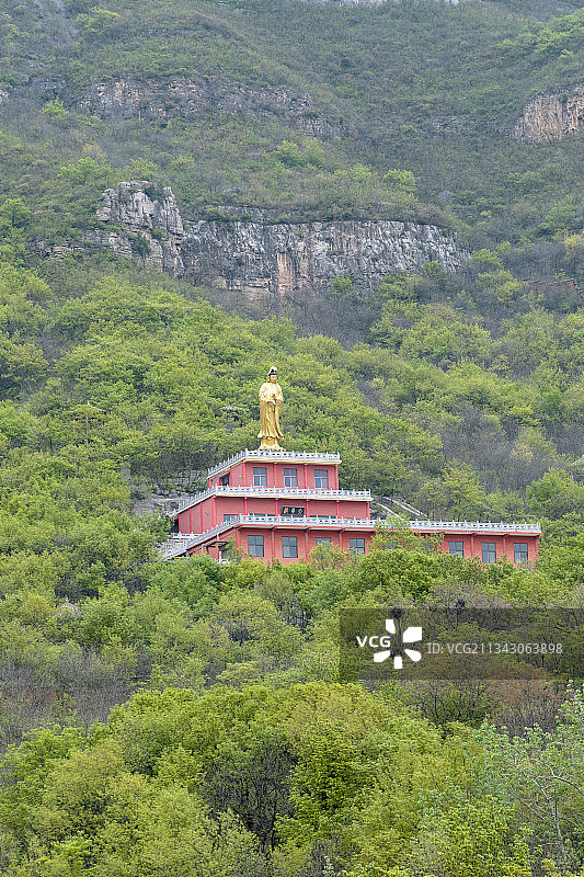 河南省焦作市修武县云台山景区：万善寺春天户外风光图片素材
