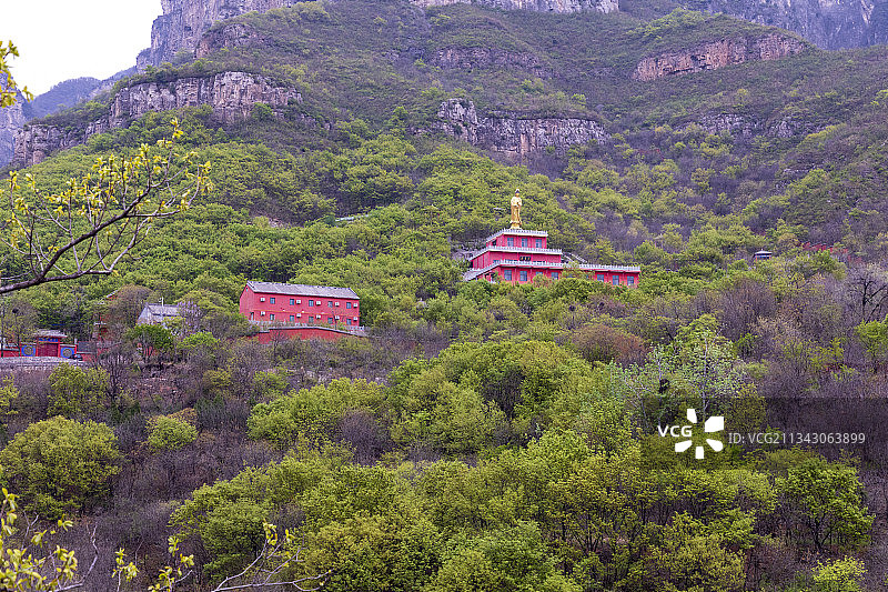 河南省焦作市修武县云台山景区：万善寺春天户外风光图片素材