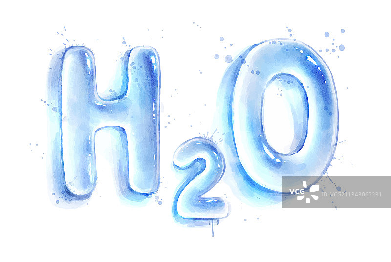 水彩H2O字母图片素材