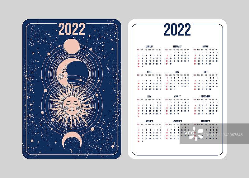 2022年占星风格波西米亚塔罗牌日历图片素材