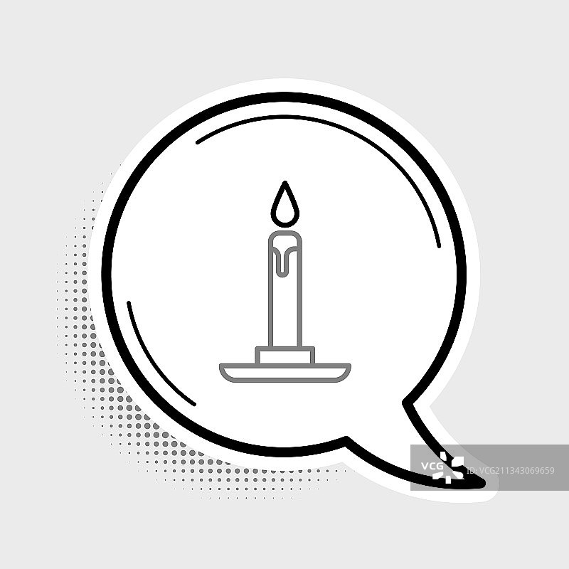 烛台上燃烧的蜡烛线条图标图片素材