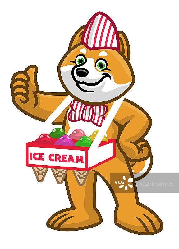 卡通柴犬卖冰淇淋图片素材