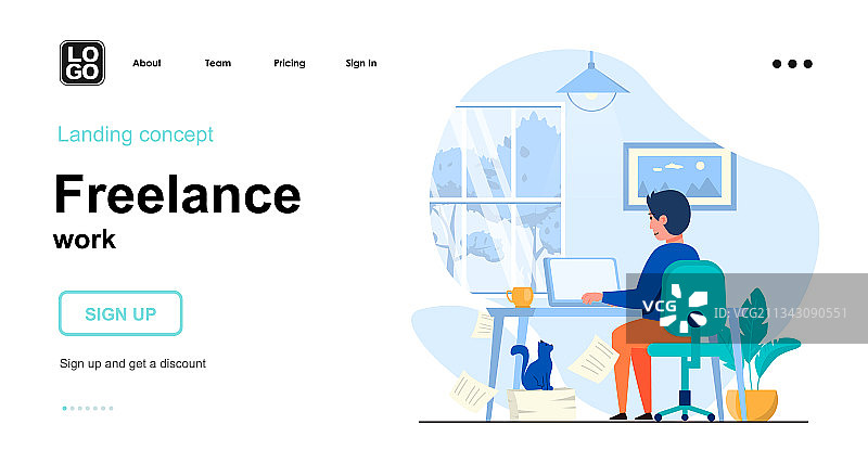 自由职业者网页设计概念图片素材
