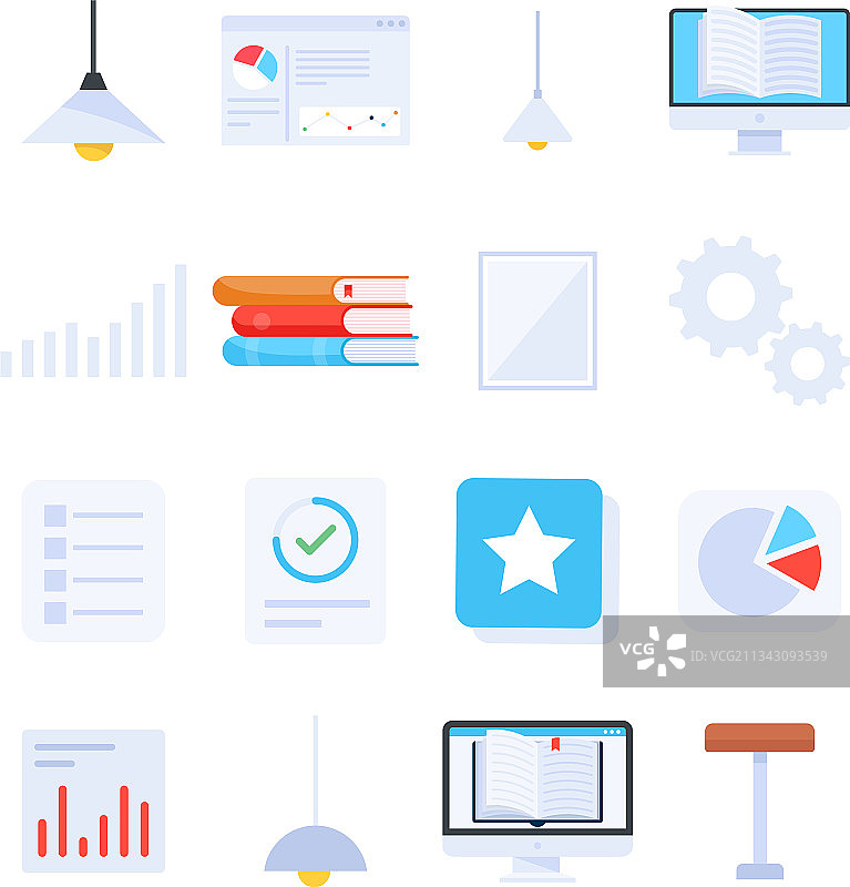 在线教育扁平可编辑图标图片素材