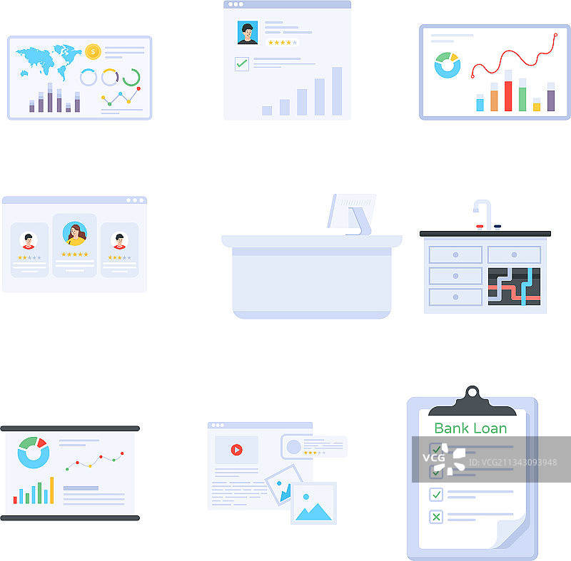 商务数据扁平矢量素材包图片素材