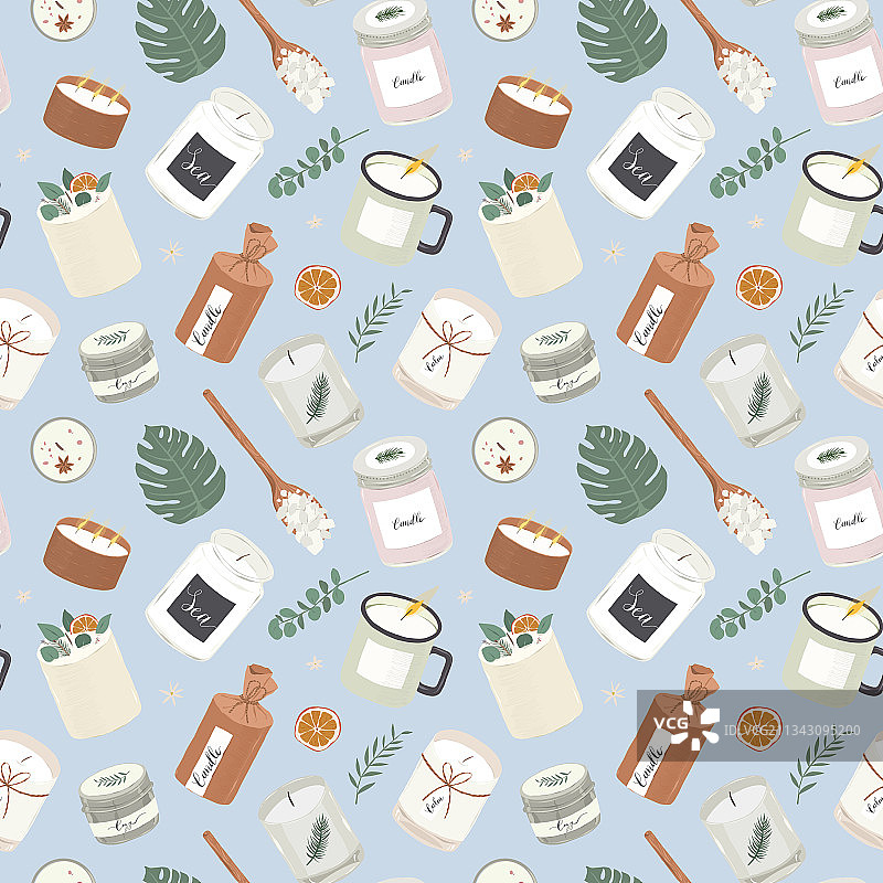 现代香薰蜡烛无缝图案图片素材