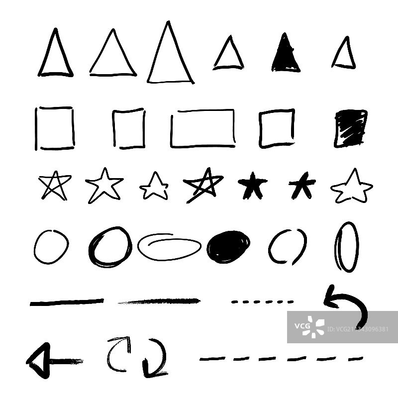 手绘墨水笔触符号集图片素材