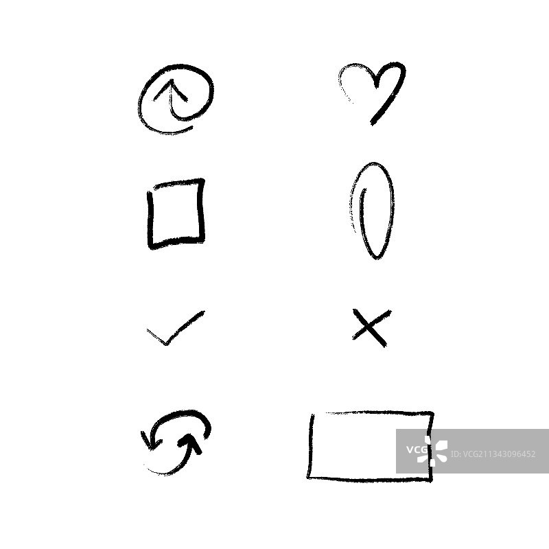 手绘墨水笔触符号集图片素材