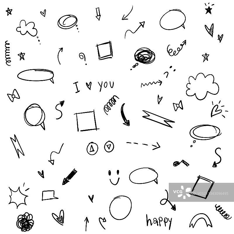 手绘箭头抽象形状涂鸦图片素材