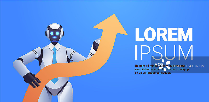 智能机器人展示业务增长向上箭头图片素材