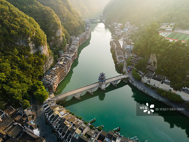 镇远古桥航拍图片素材