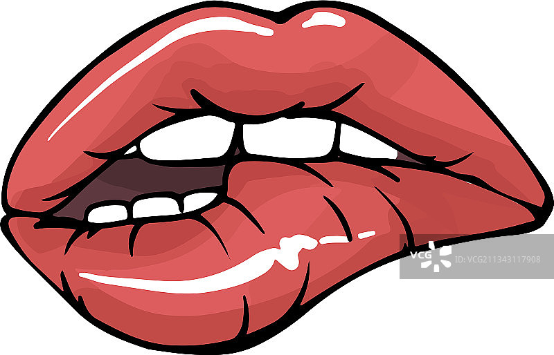 性感的嘴唇和牙齿，咬唇面部表情图片素材