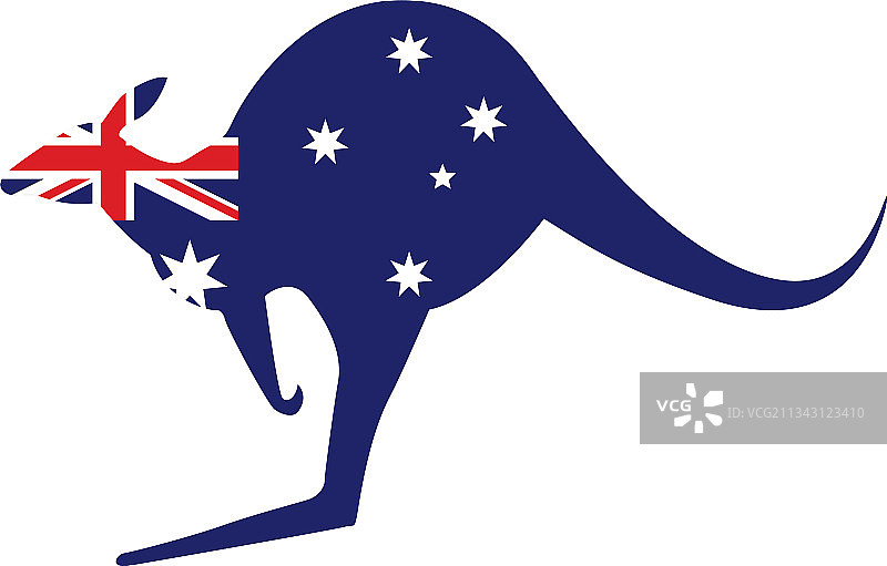 澳大利亚国旗袋鼠剪影图片素材