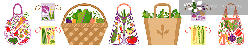 零浪费环保袋中的蔬菜图片素材