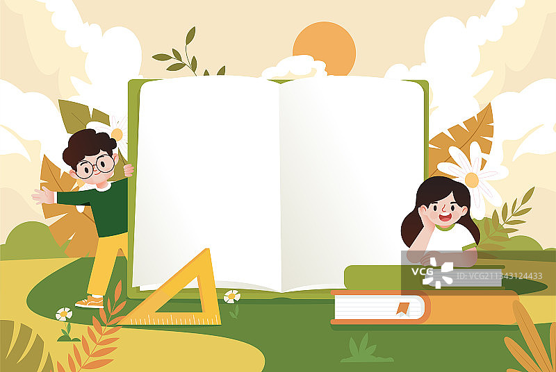 小孩学校知识插画图片素材