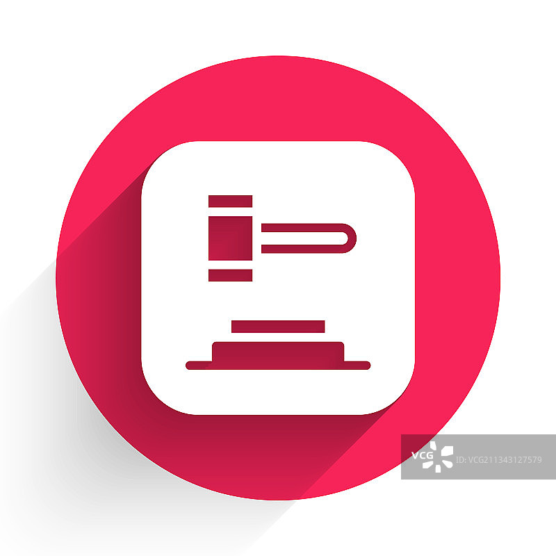 带有长阴影的白色法官木槌图标图片素材