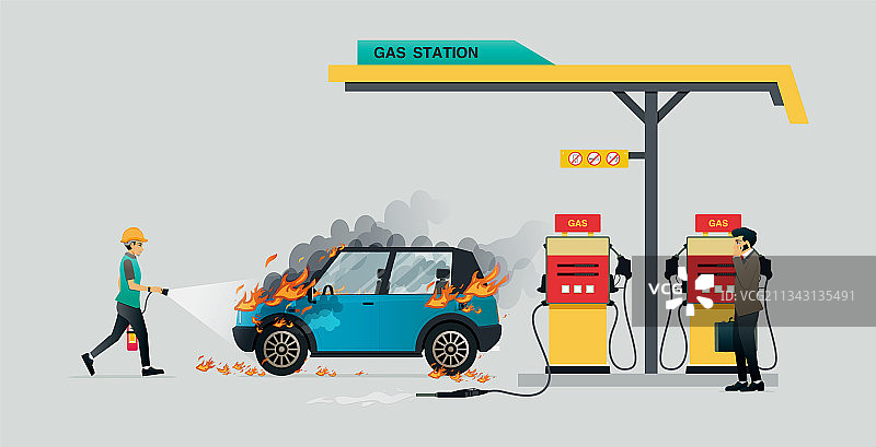 加油泵起火图片素材