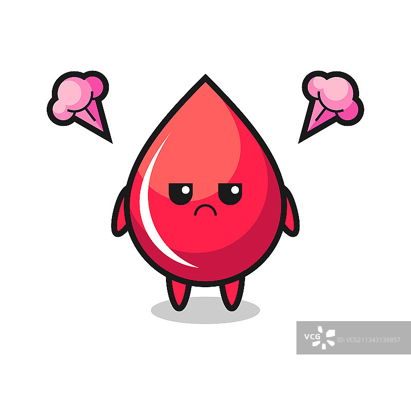 烦躁表情的可爱卡通血滴图片素材