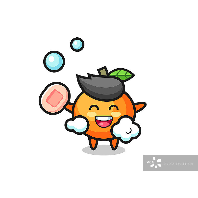 橘子卡通形象在沐浴图片素材