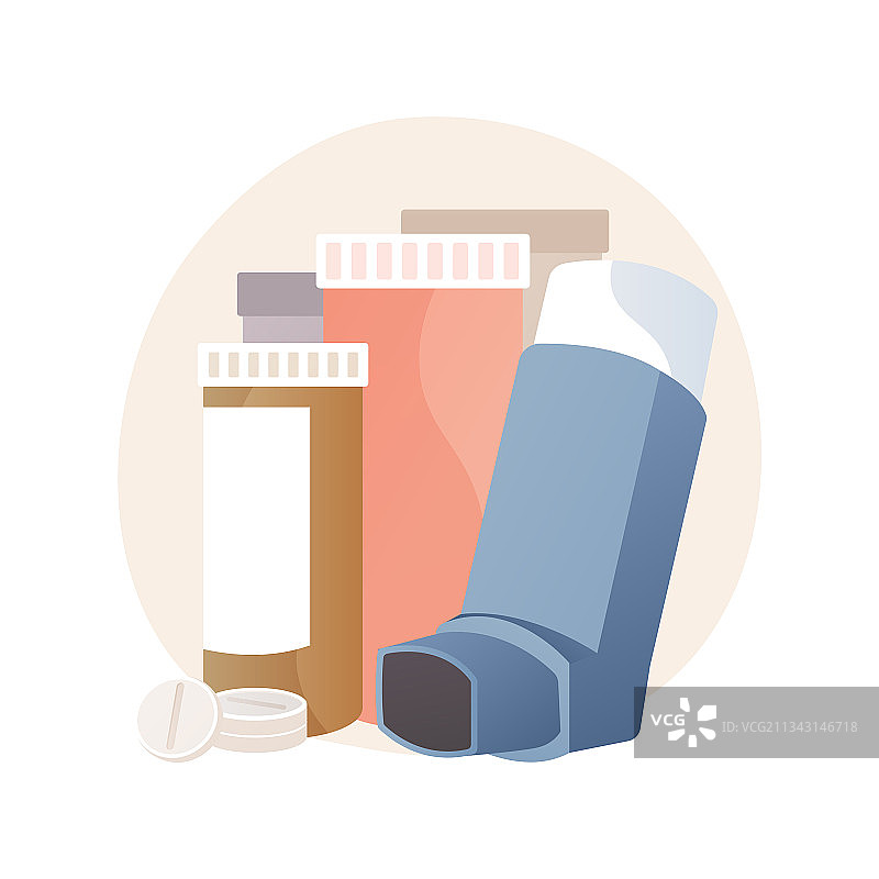 治疗支气管哮喘的抽象概念药物图片素材