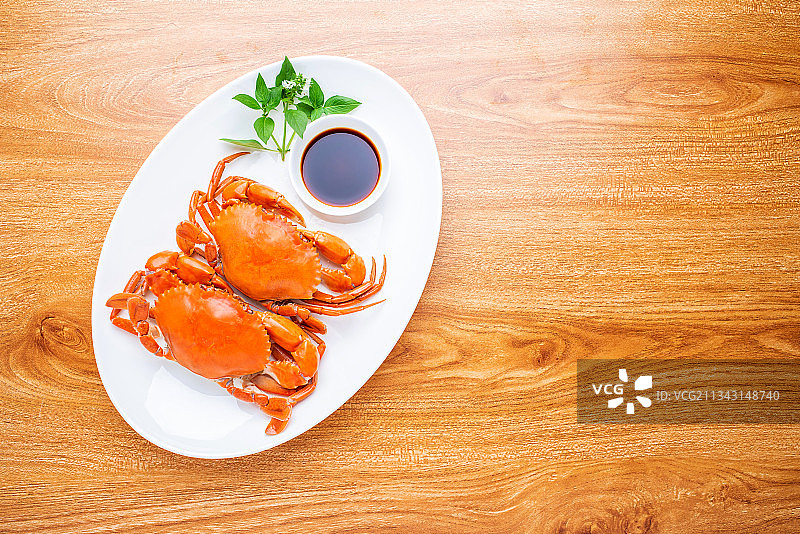 中国粤菜清蒸红鲟蟹图片素材