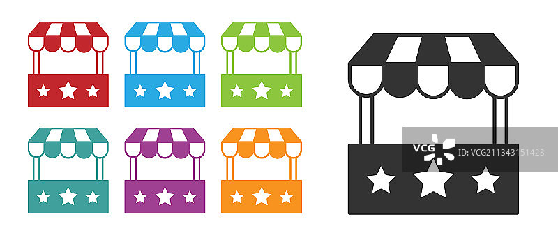 白色背景上的黑色售票亭图标图片素材