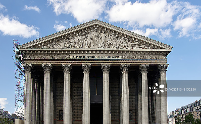 法国巴黎，玛德莲教堂，最知名的建筑代表，希腊神殿风格图片素材