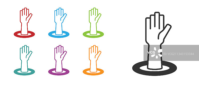 白色背景上孤立的黑色援助之手图标图片素材