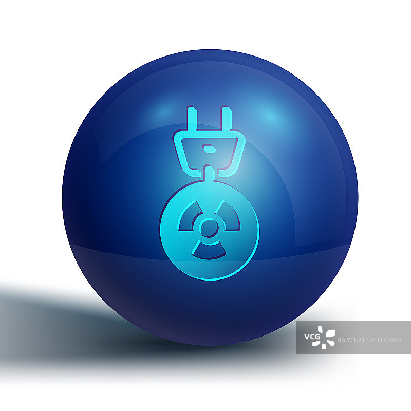 隔离的蓝色辐射电源插头图标图片素材