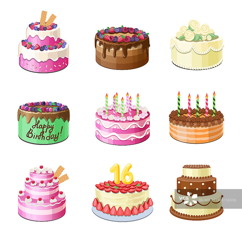 卡通蛋糕生日派对美食蛋糕合集图片素材