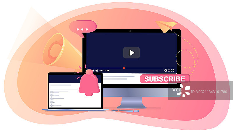 订阅红色按钮，视频博客订阅图片素材