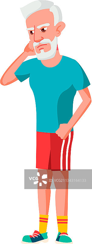 牙疼的悲伤老人卡通形象图片素材