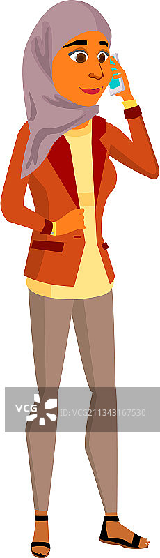 卡通阿拉伯妇女在打电话图片素材