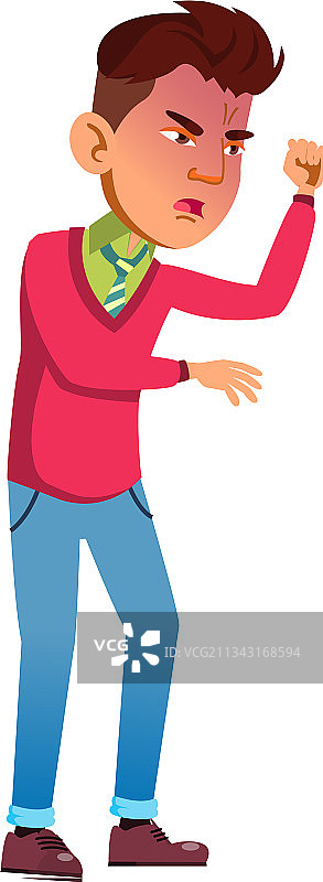 敲门的愤怒的男孩卡通图片素材