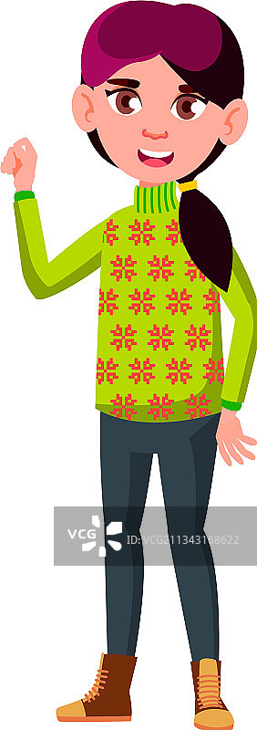 卡通敲门长发女孩图片素材