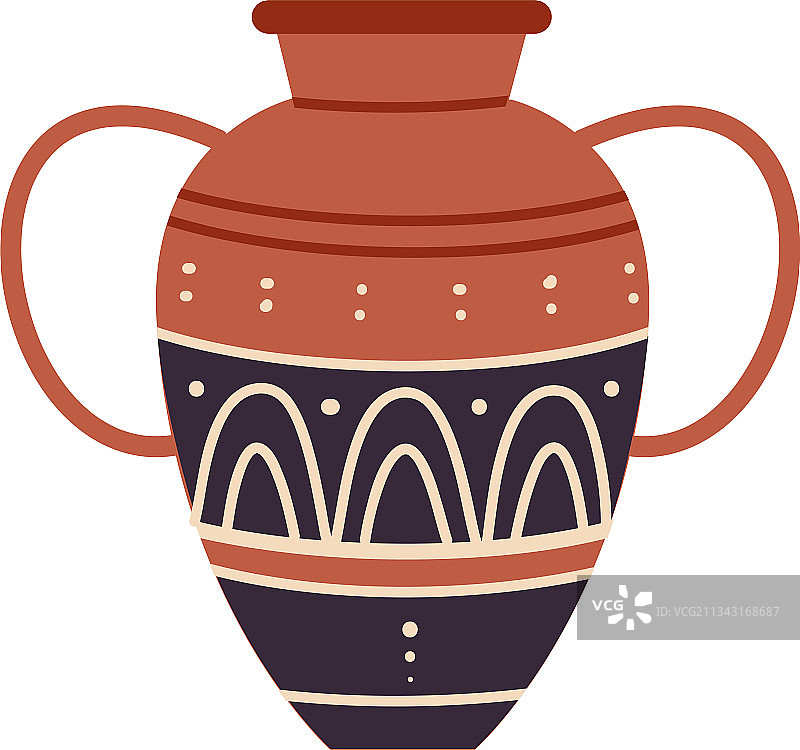 带有古老装饰的埃及陶土花瓶图片素材