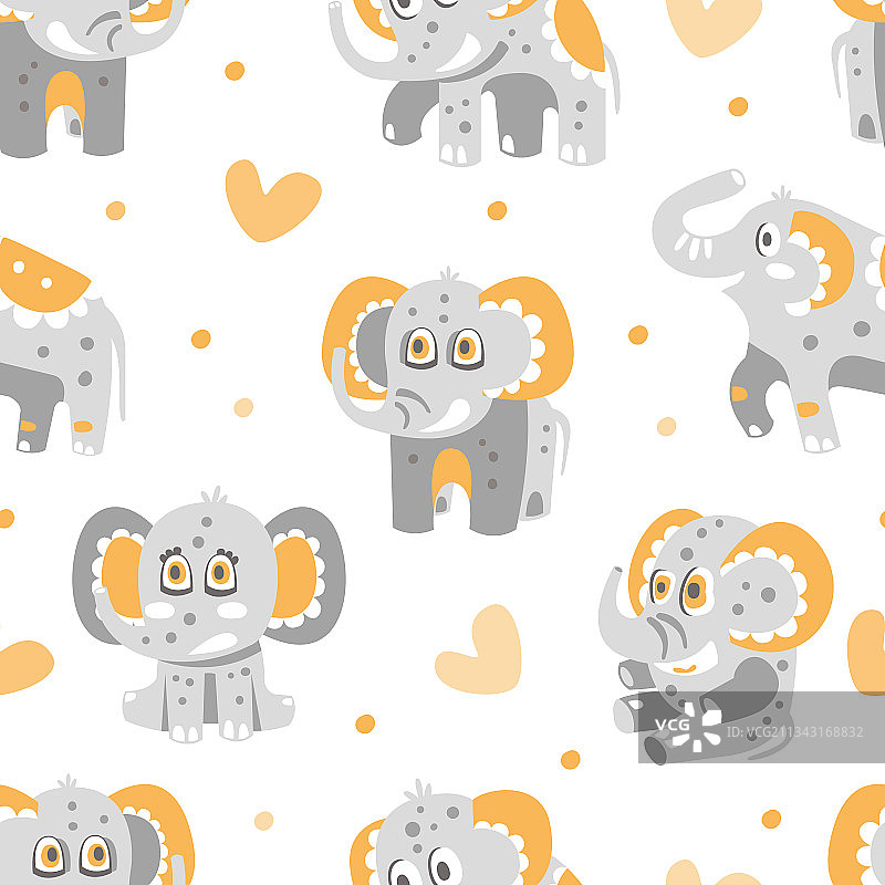 带着象鼻和象牙的大象角色图片素材