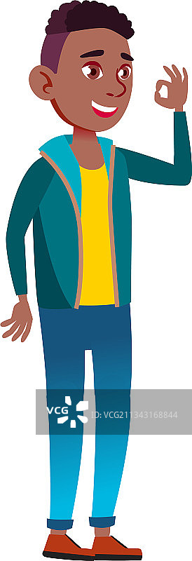 卡通风格点赞照片的非洲少年图片素材
