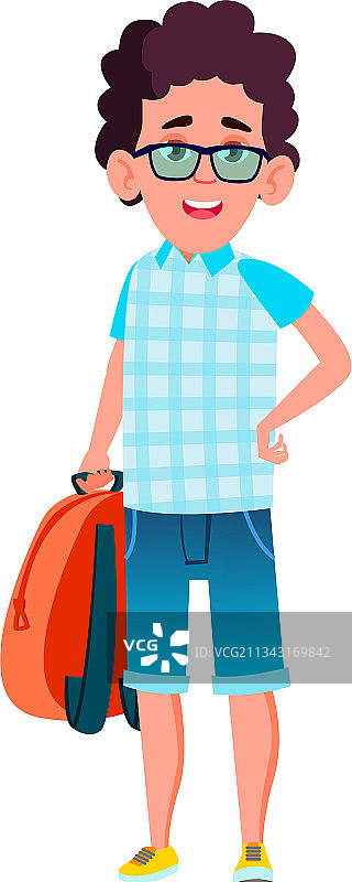 快乐的白人男孩游客去探险图片素材